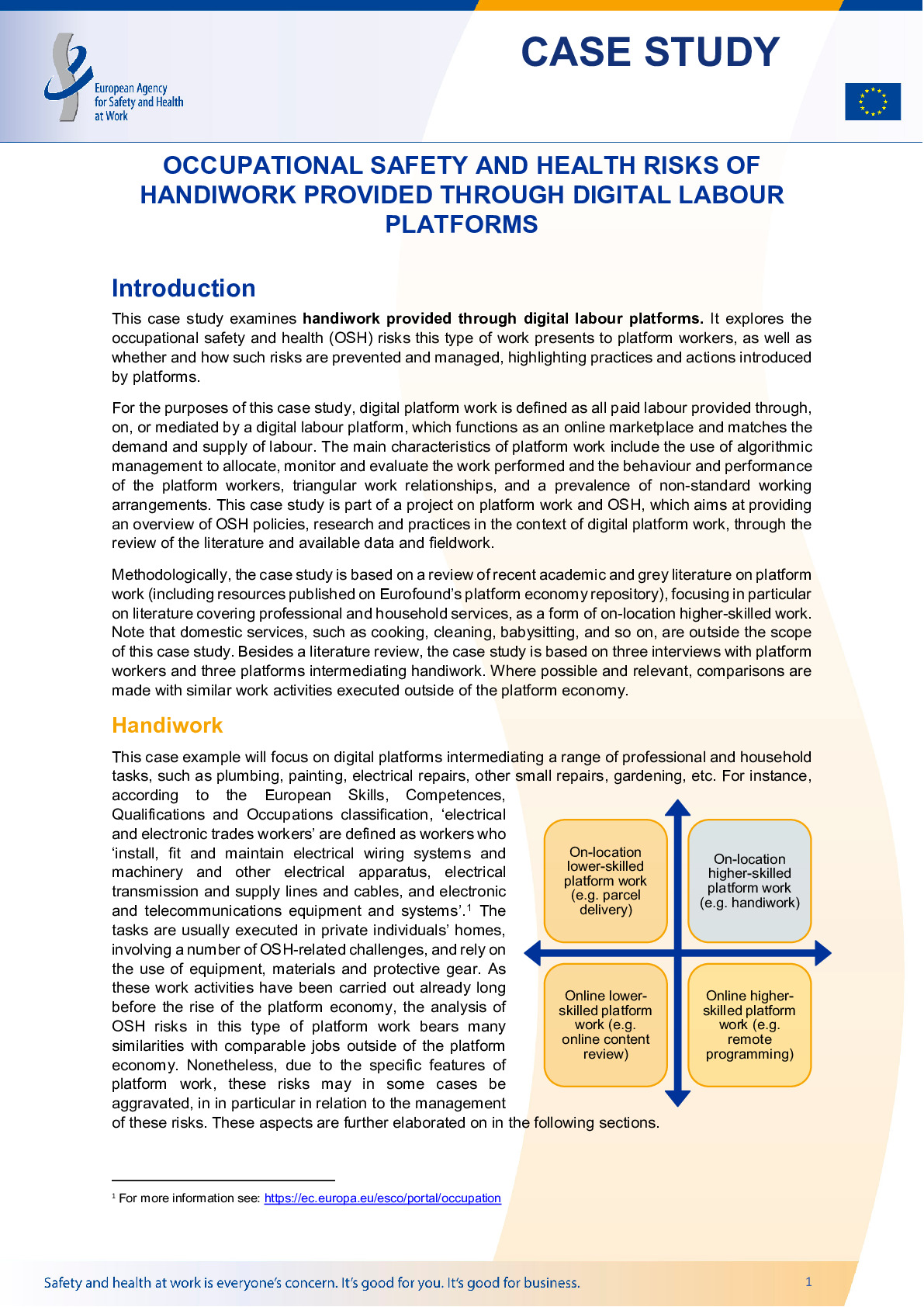 Cover of Occupational safety and health risks of handiwork provided through digital labour platforms