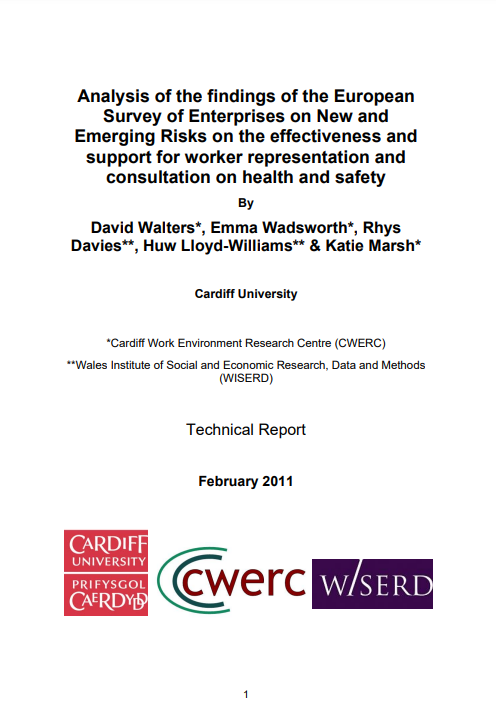 Worker representation and consultation on health and safety: An analysis of the findings of the European Survey of Enterprises on New and Emerging Risks - Technical Report Annexes 1 and 2