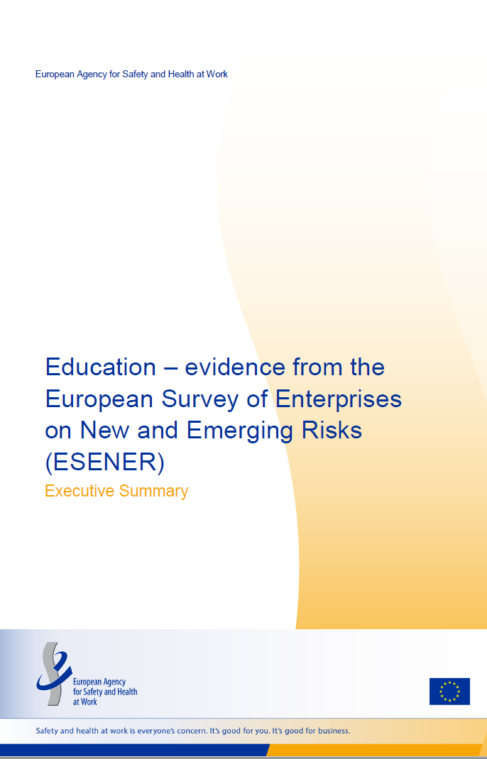 Cover of the report Education – evidence from the European Survey of Enterprises on New and Emerging Risks (ESENER)