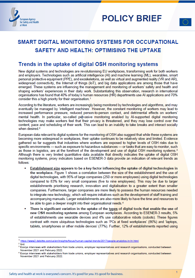 smart digital monitoring systems for occupational safety and health