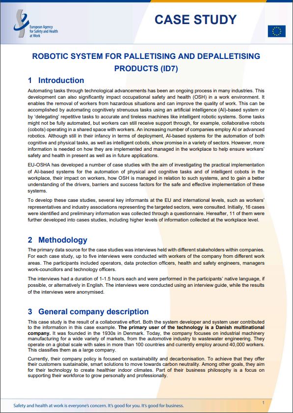 Robotic system for palletising and depalletising products (ID7)