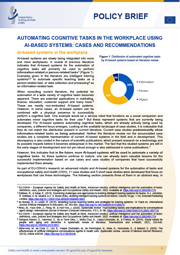 Automating cognitive tasks in the workplace using AI-based systems: cases and recommendations