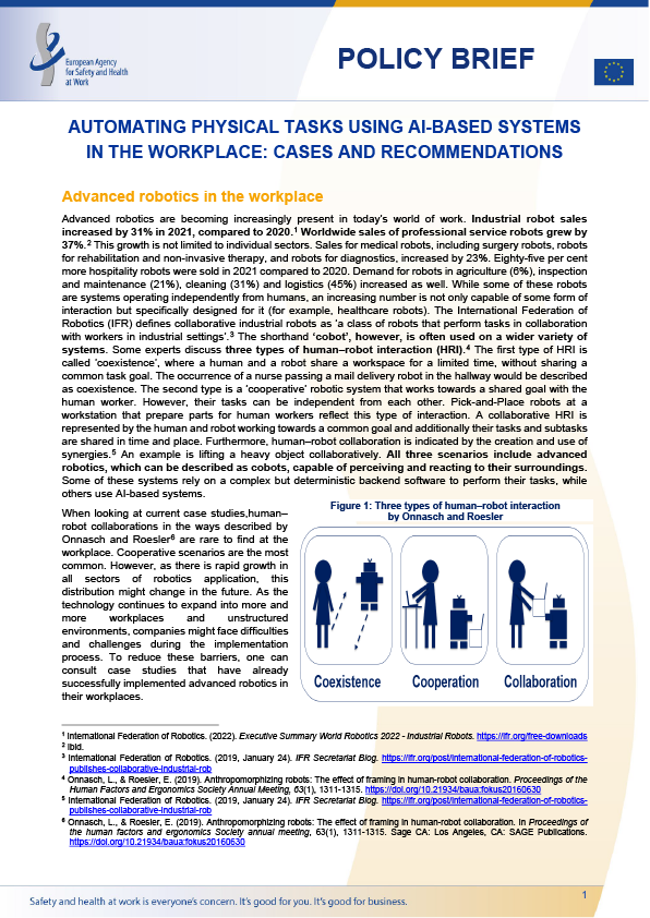 Automating physical tasks using AI-based systems in the workplace: cases and recommendations