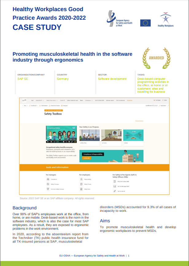 Germany: Promoting musculoskeletal health in the software industry through ergonomics