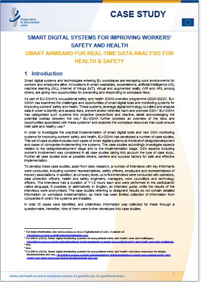 Cover of the case study Smart armband for real-time data analysis for health and safety: smart digital systems for improving workers' safety and health