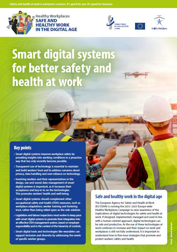 Cover of the info sheet Smart digital systems for better safety and health at work