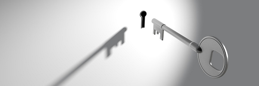 Illustration of a key being inserted into a lock