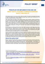Cover of the policy brief Principles for implementation and use: smart digital systems to improve workers’ safety and health 